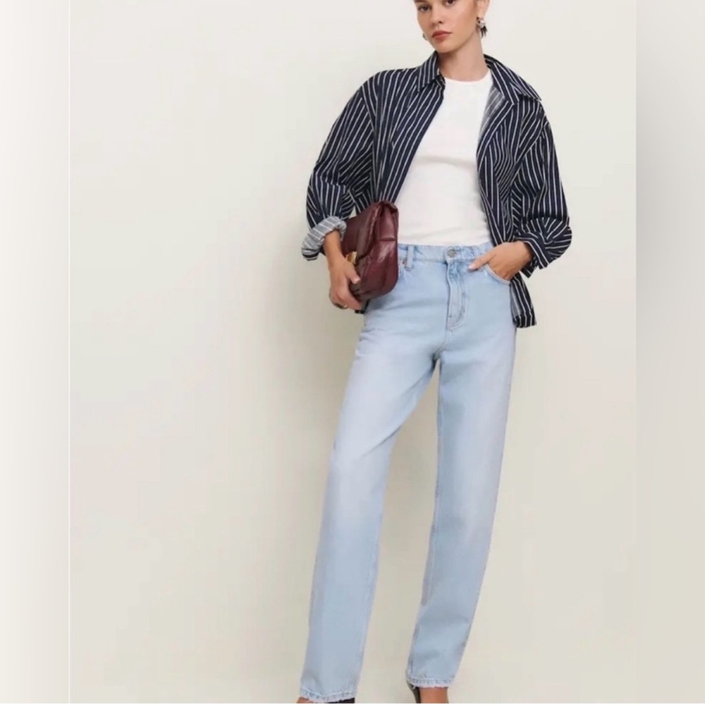 Reformation Light Blue High-Rise Straight Jeans - Women